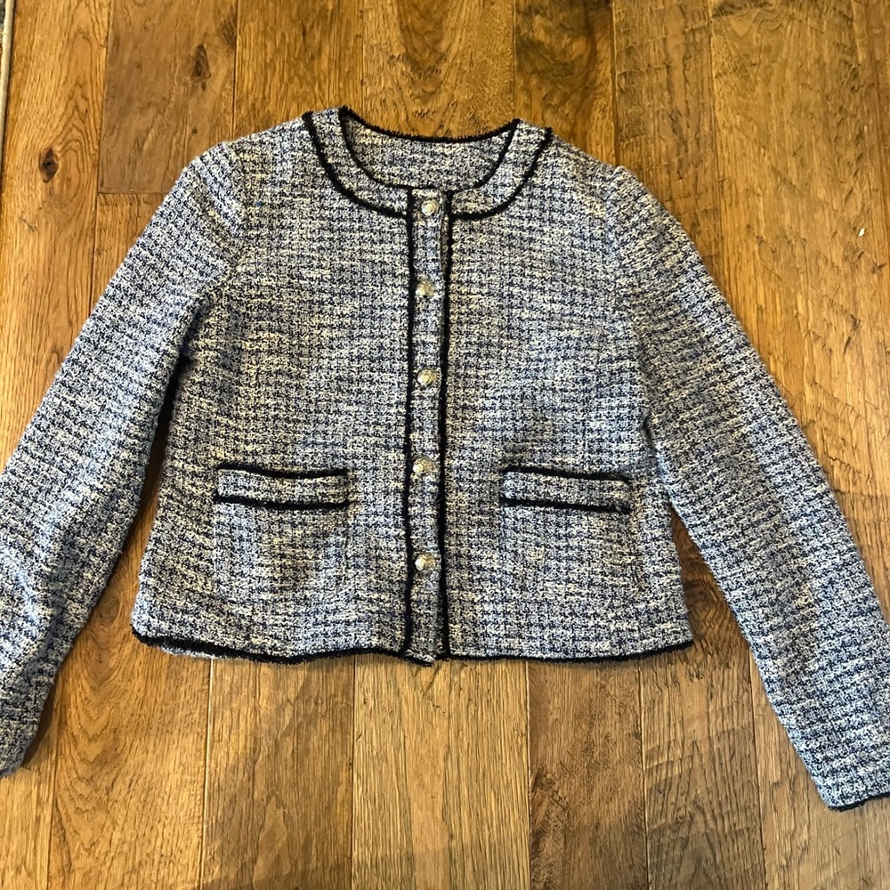 Talbots Classic Black and White Tweed Blazer